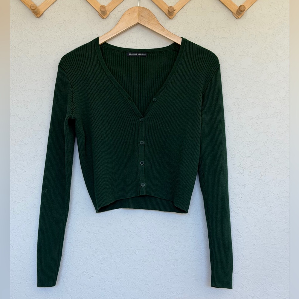 Brandy Melville Forest Green Cropped Cardigan